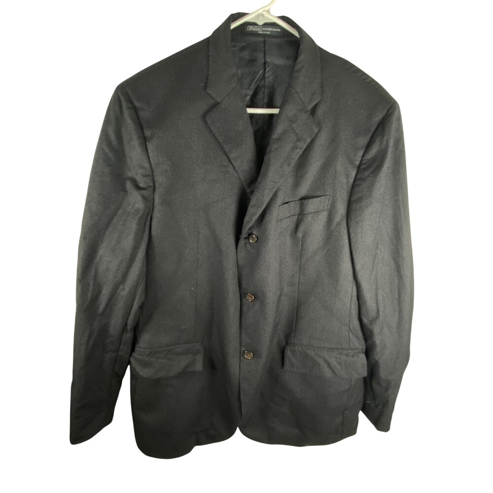 Polo By Ralph Lauren Sport Coat Mens 44 Gray Wool Pinstripe Classic Made Italy